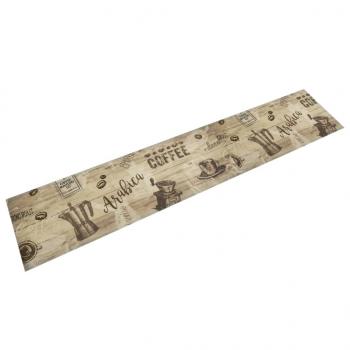 ARDEBO.de - Küchenteppich Waschbar Kaffee Braun 60x300 cm Samt