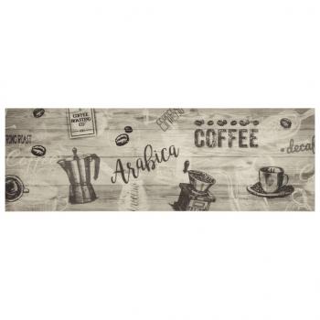 Küchenteppich Waschbar Kaffee Grau 60x180 cm Samt