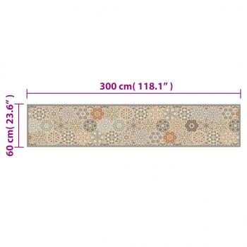 Küchenteppich Waschbar Hexagon Pastell 60x300 cm Samt