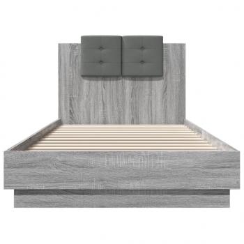 Bettgestell mit Kopfteil Grau Sonoma 100x200 cm Holzwerkstoff