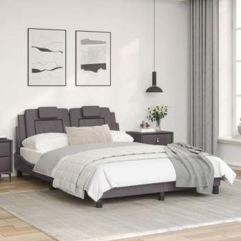Bettgestell mit LED Grau 120x200 cm Kunstleder