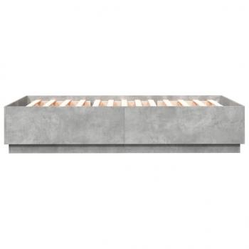 Bettgestell mit LED Betongrau 160x200 cm Holzwerkstoff