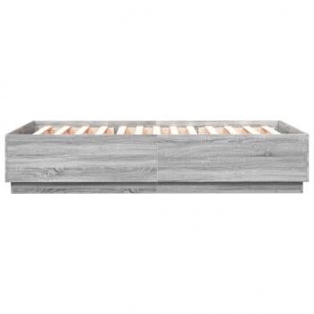 Bettgestell mit LED Grau Sonoma 150x200 cm Holzwerkstoff