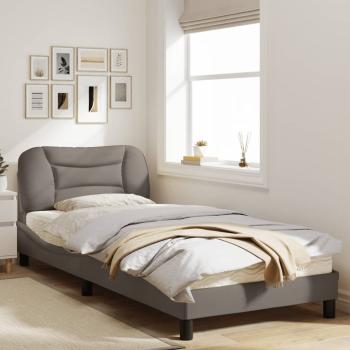 Bettgestell mit LED Taupe 90x200 cm Stoff