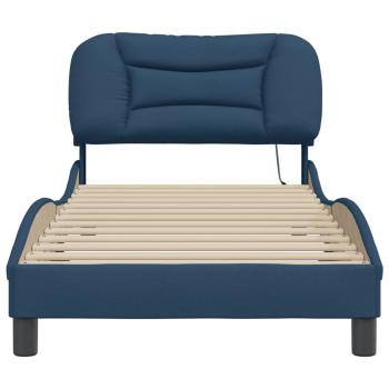 Bettgestell mit LED Blau 90x190 cm Stoff