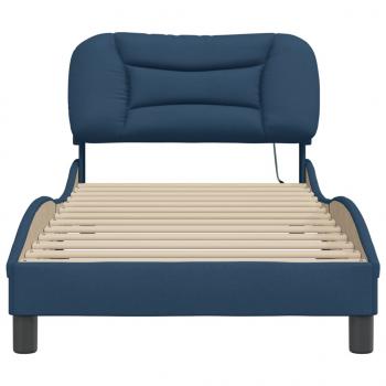 Bettgestell mit LED Blau 80x200 cm Stoff