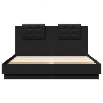 Bettgestell mit Kopfteil Schwarz 120x200 cm Holzwerkstoff