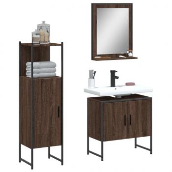 ARDEBO.de - 3-tlg. Badmöbel-Set Braun Eichen-Optik Holzwerkstoff
