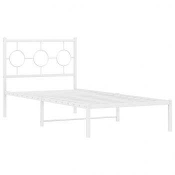 Bettgestell mit Kopfteil Metall Weiß 90x190 cm