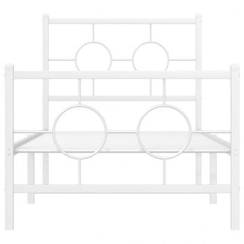 Bettgestell mit Kopf- und Fußteil Metall Weiß 80x200 cm