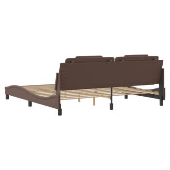 Bettgestell mit LED Braun 200x200 cm Kunstleder