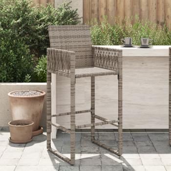 ARDEBO.de - Garten-Barhocker 2 Stk. Grau Poly Rattan