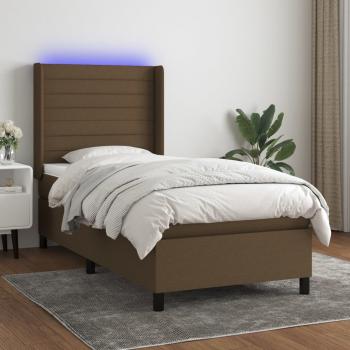 ARDEBO.de - Boxspringbett mit Matratze & LED Dunkelbraun 90x200 cm Stoff