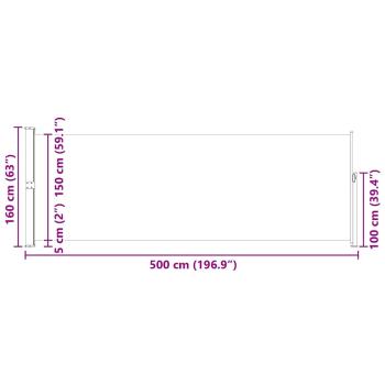 Ausziehbare Seitenmarkise 160x500 cm Grau