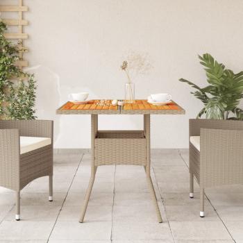 Gartentisch Beige 80x80x75 cm Poly Rattan Akazienholz