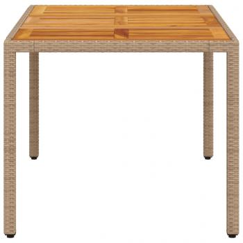 Gartentisch Beige 150x90x75 cm Poly Rattan Akazienholz