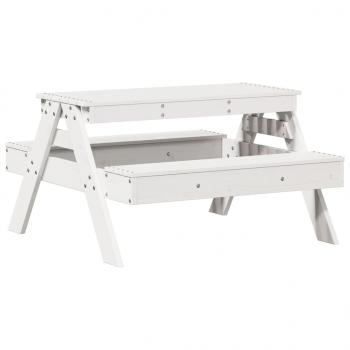Picknicktisch für Kinder Weiß 88x97x52 cm Massivholz Kiefer