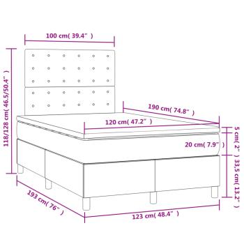 Boxspringbett mit Matratze & LED Weiß 120x190 cm Kunstleder