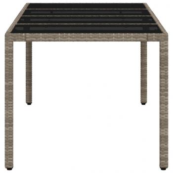 Gartentisch mit Glasplatte Hellgrau 190x90x75 cm Poly Rattan