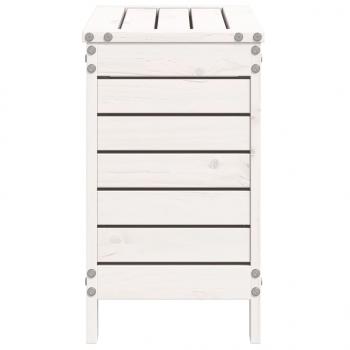Gartenhocker Weiß 62x31,5x52 cm Massivholz Kiefer