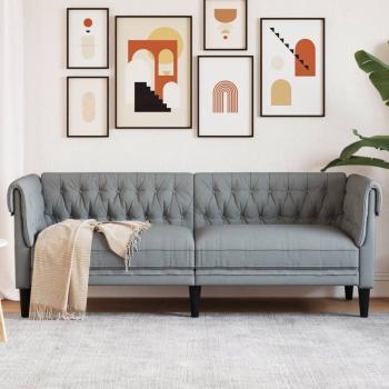 ARDEBO.de - Chesterfield-Sofa 3-Sitzer Hellgrau Stoff