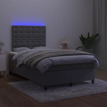 Boxspringbett mit Matratze & LED Dunkelgrau 120x190 cm Samt