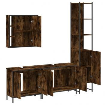 4-tlg. Badmöbel-Set Räuchereiche Holzwerkstoff