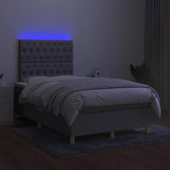 Boxspringbett mit Matratze & LED Hellgrau 120x190 cm Stoff