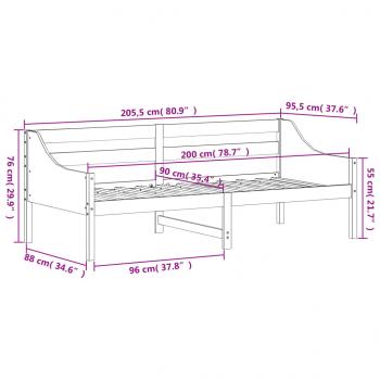 Tagesbett ohne Matratze Wachsbraun 90x200 cm Massivholz Kiefer