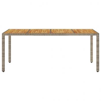 Gartentisch mit Akazienholz-Platte Grau 190x90x75cm Poly Rattan