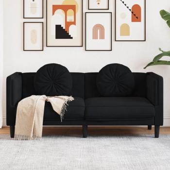 ARDEBO.de - Sofa mit Kissen 2-Sitzer Schwarz Samt