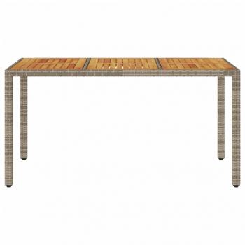 Gartentisch mit Akazienholz-Platte Grau 150x90x75cm Poly Rattan
