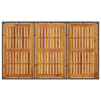 Gartentisch mit Akazienholz-Platte Grau 150x90x75cm Poly Rattan