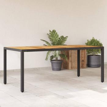 ARDEBO.de - Gartentisch mit Akazienholz-Platte Schwarz Poly Rattan