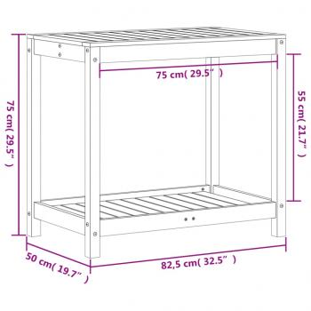Pflanztisch mit Ablage 82,5x50x75 cm Massivholz Kiefer