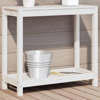 ARDEBO.de - Pflanztisch mit Ablage Weiß 82,5x35x75 cm Massivholz Kiefer