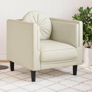 ARDEBO.de - Sessel mit Kissen Creme Samt