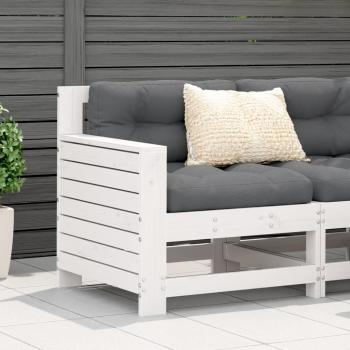 ARDEBO.de - Gartensofa mit Armlehne und Kissen Weiß Massivholz Kiefer