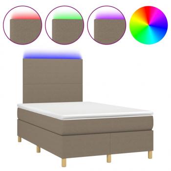 ARDEBO.de - Boxspringbett mit Matratze & LED Taupe 120x190 cm Stoff