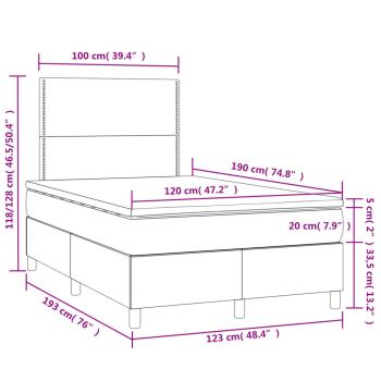 Boxspringbett mit Matratze & LED Weiß 120x190 cm Kunstleder