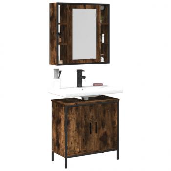 ARDEBO.de - 2-tlg. Badmöbel-Set Räuchereiche Holzwerkstoff