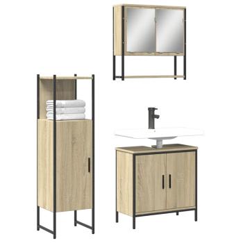 ARDEBO.de - 3-tlg. Badmöbel-Set Sonoma-Eiche Holzwerkstoff