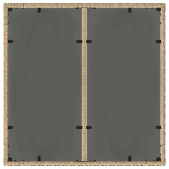 Gartentisch mit Glasplatte Beige 90x90x75 cm Poly Rattan