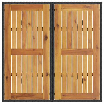 Gartentisch mit Holzplatte Schwarz 80x80x75 cm Poly Rattan