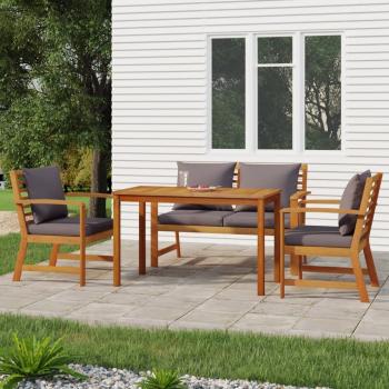 ARDEBO.de - 4-tlg. Garten-Essgruppe mit Kissen Massivholz Akazie