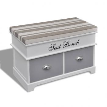 ARDEBO.de - Schrank Sitzbank Truhenbank +Kissen+2 Schublade