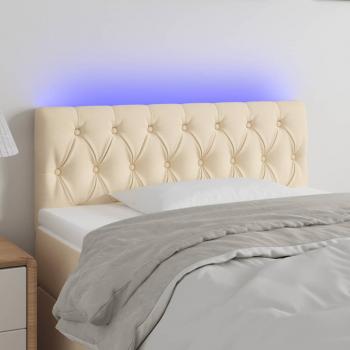 ARDEBO.de - LED Kopfteil Creme 100x7x78/88 cm Stoff