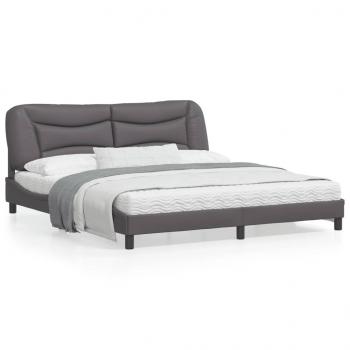 ARDEBO.de - Bettgestell mit LED Grau 180x200 cm Kunstleder