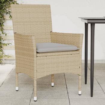 ARDEBO.de - Gartenstühle mit Kissen 2 Stk. Beige Poly Rattan