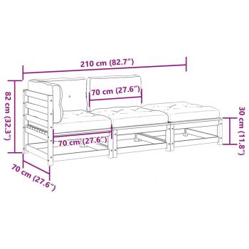 3-tlg. Garten-Sofagarnitur mit Kissen Massivholz Douglasie
